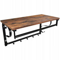WANDREGAL mit Haken - Schwarz/Braun, Holz/Metall (60/31.7/30cm) - VASAGLE