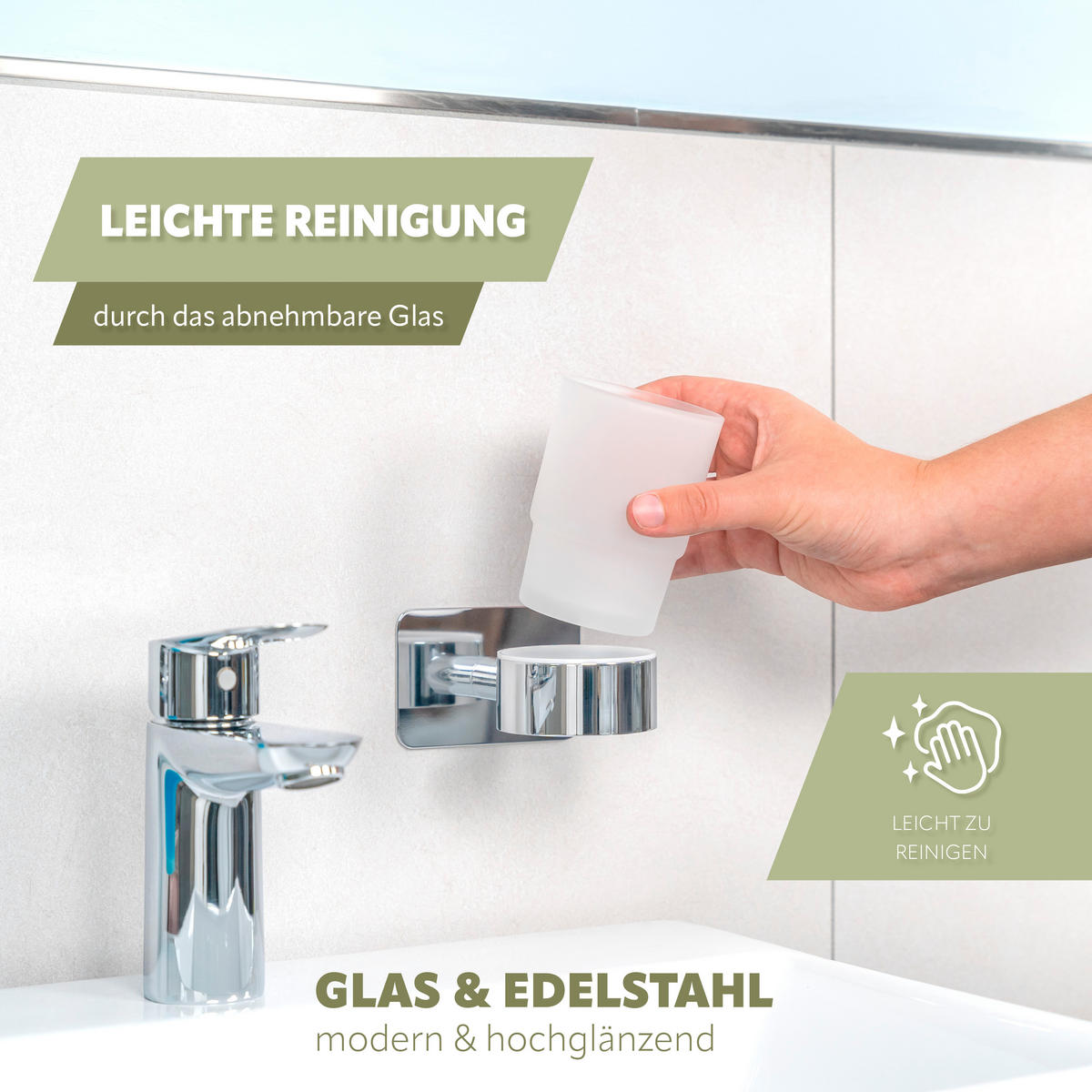 BECHERHALTER LUCENTE TAPE, Edelstahl - Chromfarben, Metall (9/11/11cm) - bremermann