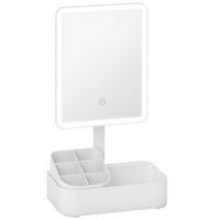 SCHMINKSPIEGEL mit Beleuchtung wiederaufladbar 180°Drehbar Kosmetikspiegel Weiß - Weiß, Kunststoff (13.8/38/22cm) - HOMCOM