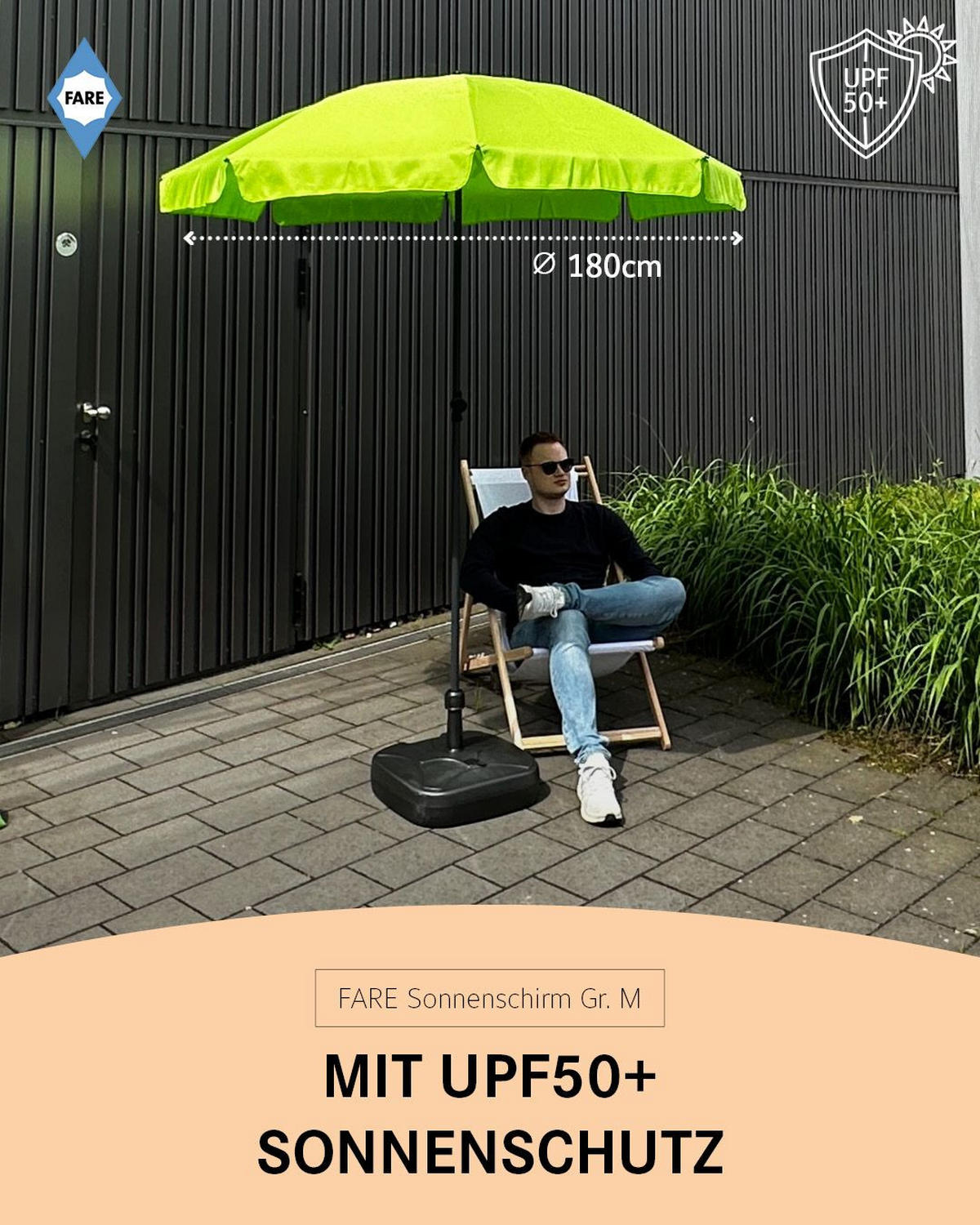 SONNENSCHIRM 180/180/127 cm - Grün, Kunststoff (180/180cm) - FARE