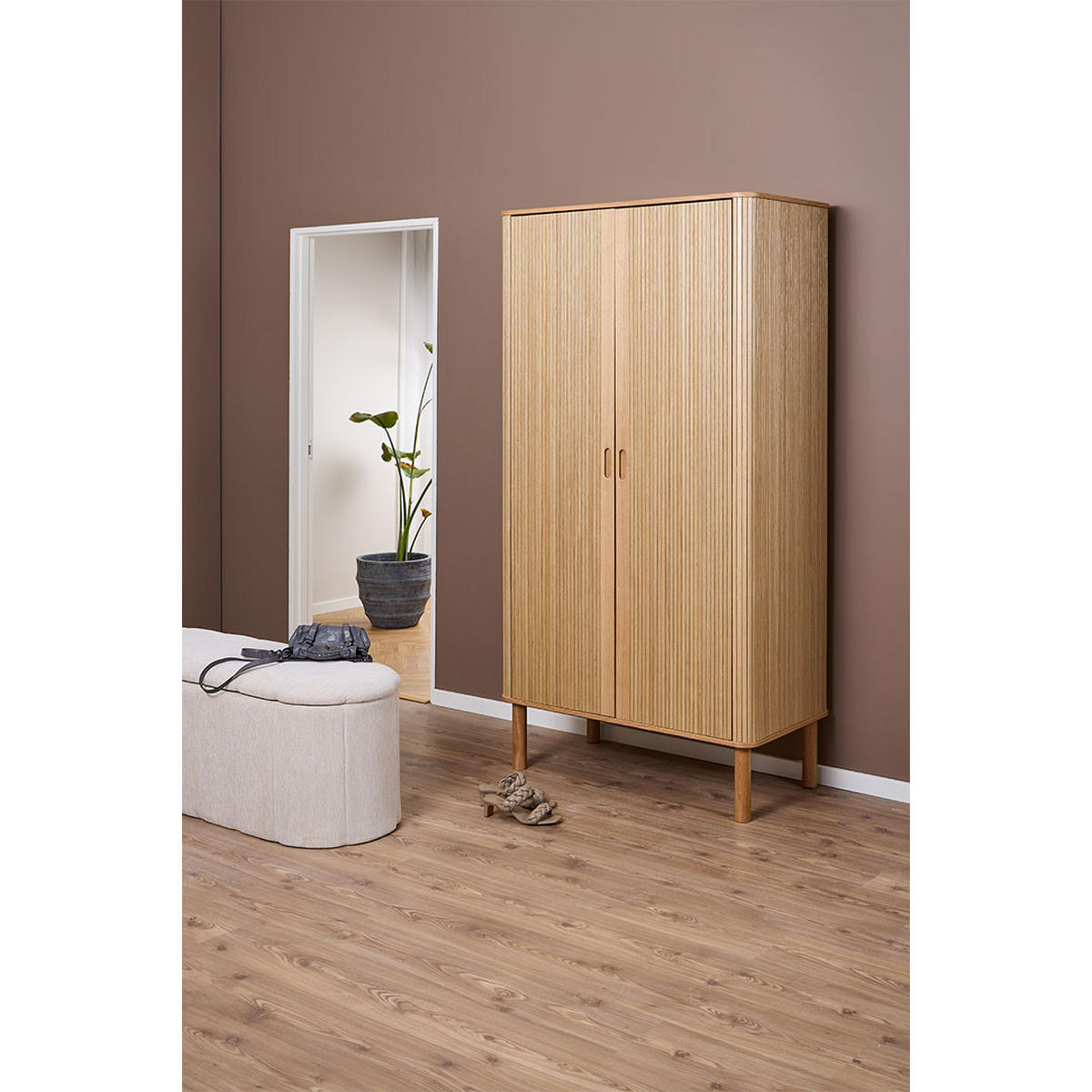 KLEIDERSCHRANK, Langley, Natur, Faserplatte. Melamin. Eiche. Eichenfurnier., 100 x 55 x 200 cm - Naturfarben, Holzwerkstoff (100/200/55cm) - ebuy24