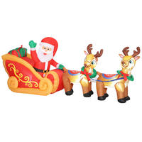 AUFBLASBARER Weihnachtsmann mit Rentieren und Schlitten Rot 240.0/75.0/100.0cm - Rot, Textil (75/100/240cm)