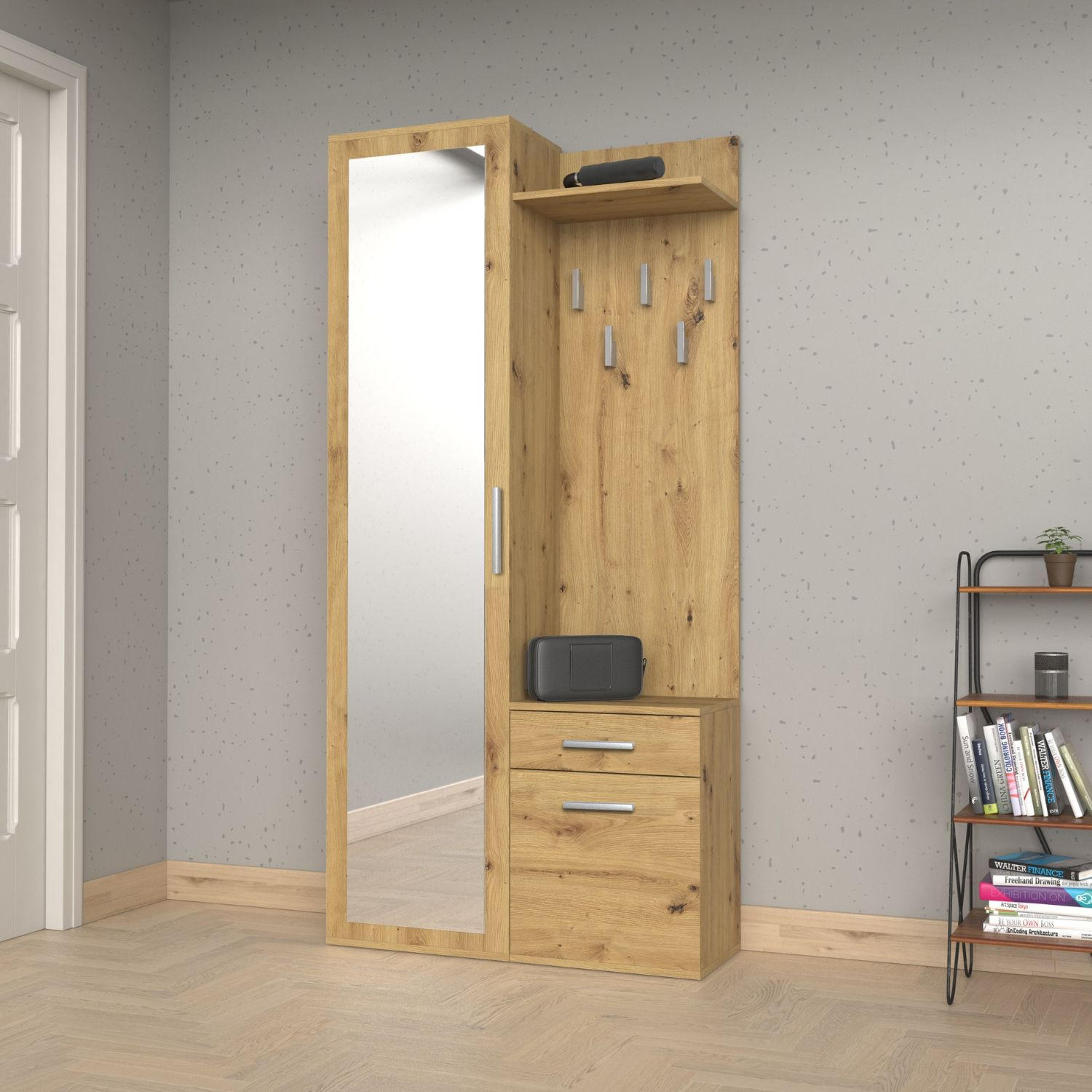 GARDEROBENSET Gustav (3-teilig) - Eichefarben, Holzwerkstoff (50/180/35cm) - kommodly