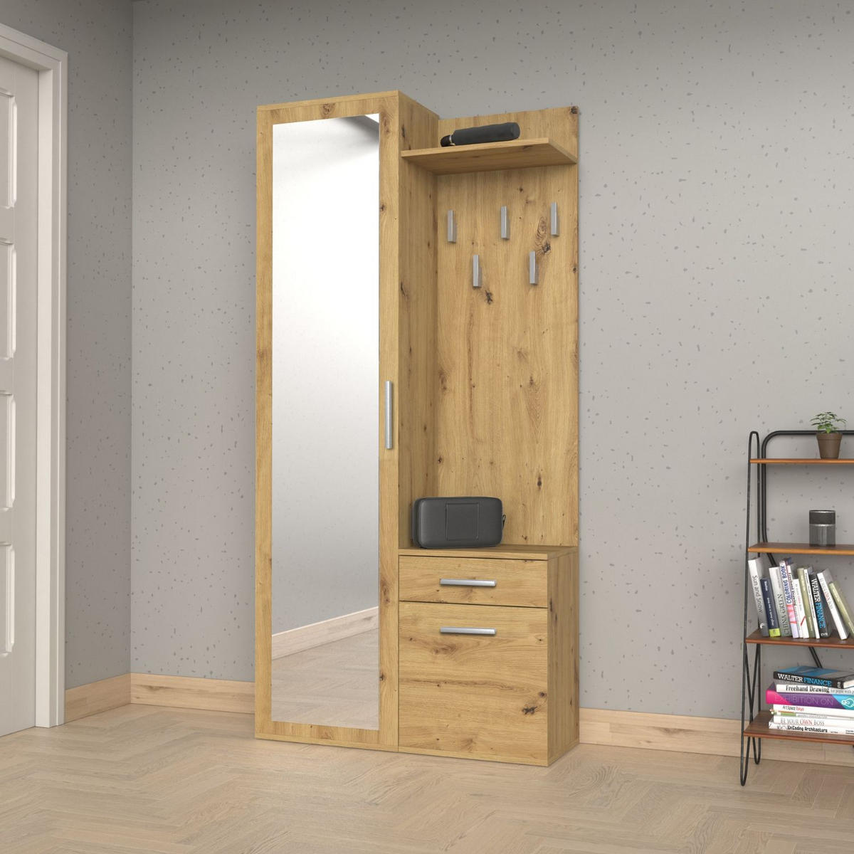 GARDEROBENSET Gustav (3-teilig) - Eichefarben, Holzwerkstoff (50/180/35cm) - kommodly