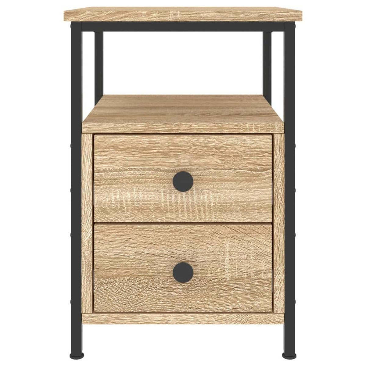 NACHTTISCH 2-teilig mit 2 Schubladen 34/35,5/50 cm aus Holzwerkstoff in Sonoma-Eiche Dekor - Schwarz/Sonoma Eiche, Holz/Metall (35.5/50/34cm) - vidaXL