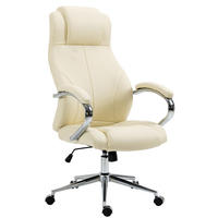 CHEFSESSEL Echtleder creme - Chromfarben/Creme, Leder/Metall (64/120/79cm) - CLP