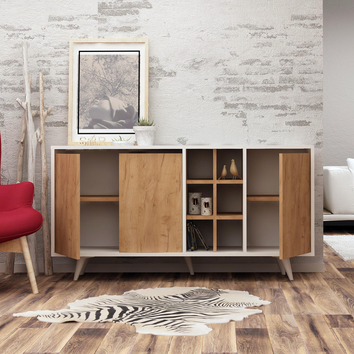 BUFFETSCHRANK prava Braun - Braun, Holz (40/86/140cm) - Habitat Garten