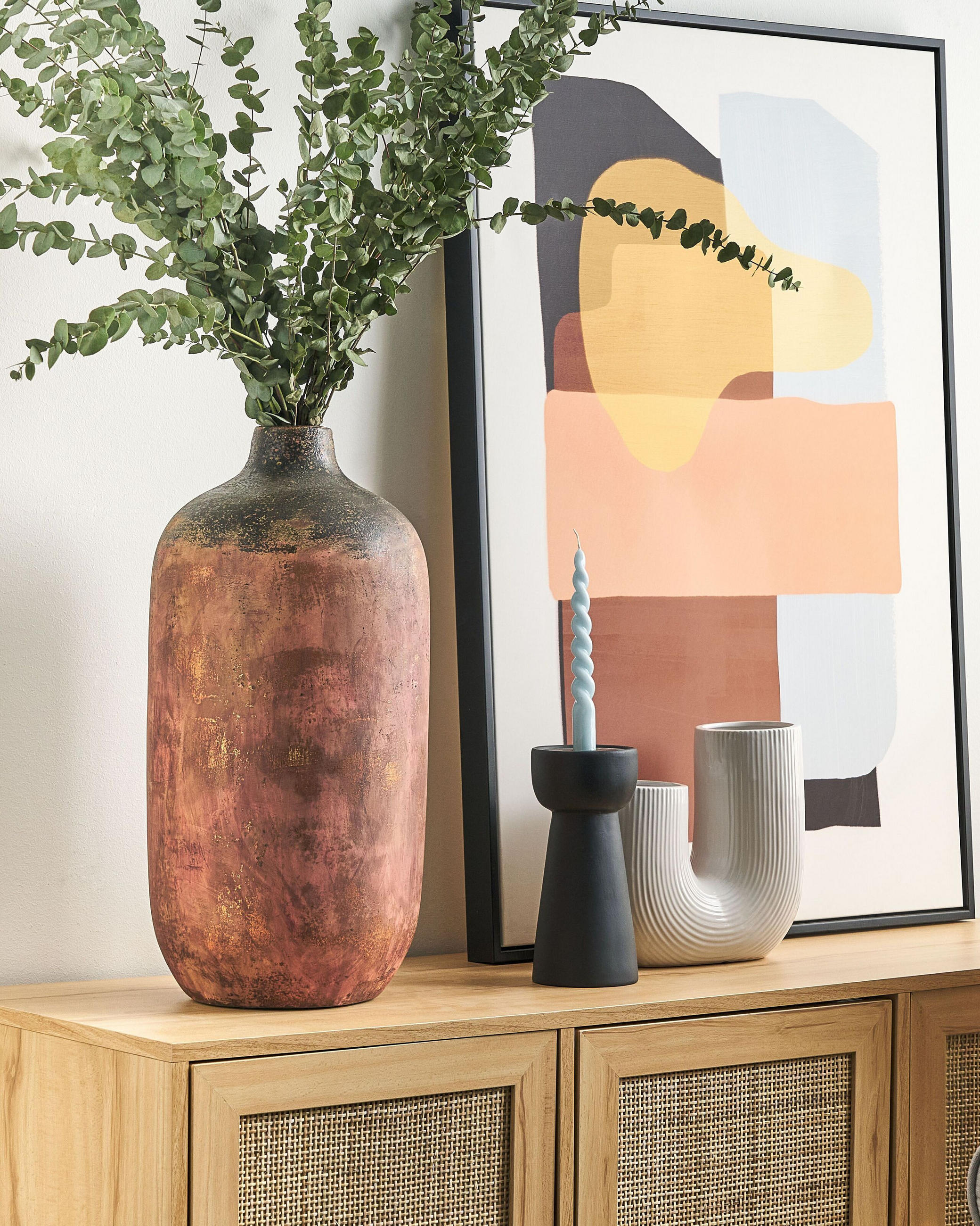BLUMENVASE Terrakotta kupfer Saragossa - Kupferfarben, Stein (53cm) - Beliani