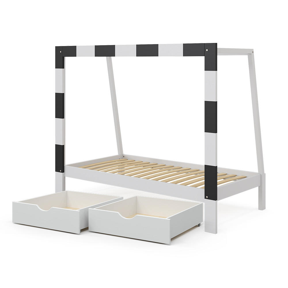 VitaliSpa DĚTSKÁ POSTEL Football goal Bílá 80x160 cm se zásuvkou