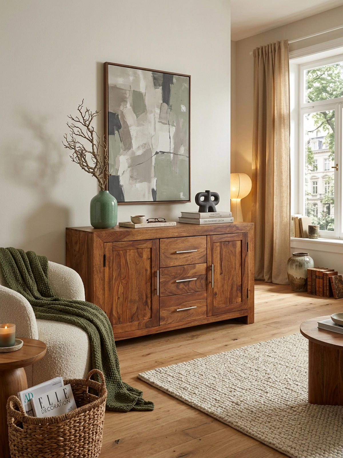 SIDEBOARD – Massivholz, 3 Schubladen, 2 Türen, Landhausstil - Braun, Holz (118/70/40cm) - KADIMA DESIGN