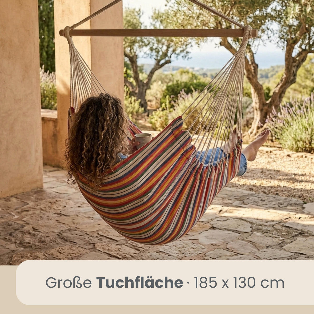 XXL-HÄNGESESSEL bis 150kg, 185/130 cm Multicolor - Multicolor, Textil (130/155/185cm) - Amanka