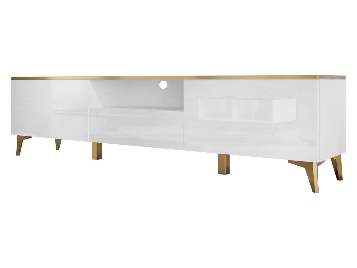 TV-LOWBOARD Alrik 2D1S - Goldfarben/Weiß, Holzwerkstoff/Kunststoff (200/50/40cm) - MIRJAN24