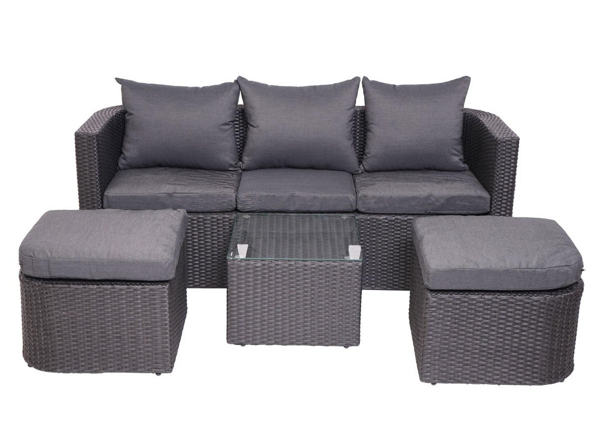 GARTENSET 3in1 Anthrazit Kissen Dunkelgrau - Anthrazit, Metall - PROREGAL