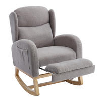 SCHAUKELSTUHL Teddy-Stoff mit Fußstütze und Seitentaschen 122.5/70/104 cm Grau - Grau, Textil (70/104/122.5cm) - Redom