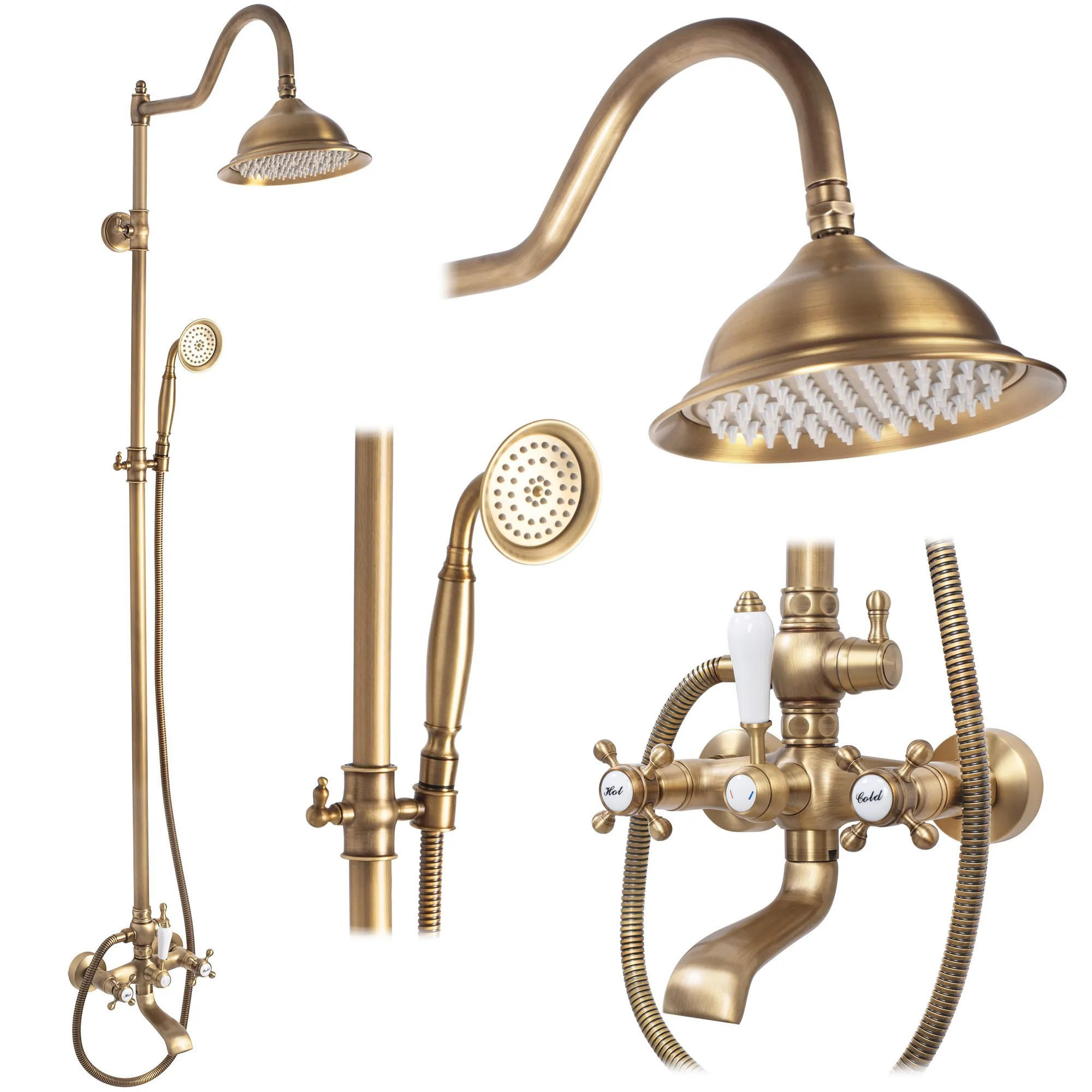 DUSCHGARNITUR Rea Bergamo Antique Bronze - Braun, Metall (21/150/50cm) - REA