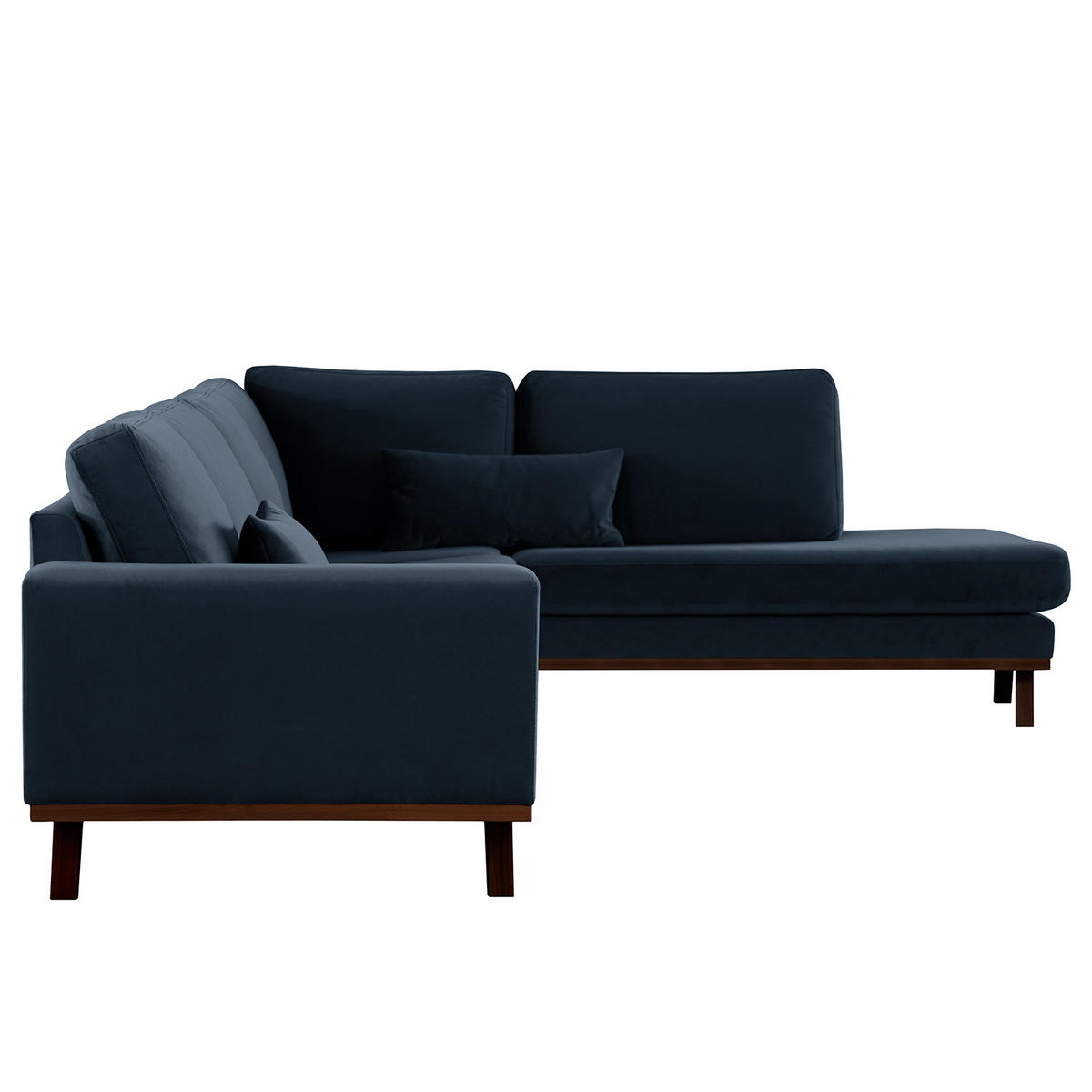 ECKSOFA mit Ottomane - Buchefarben/Dunkelblau, Buchenholz/Textil (287/219cm) - home24