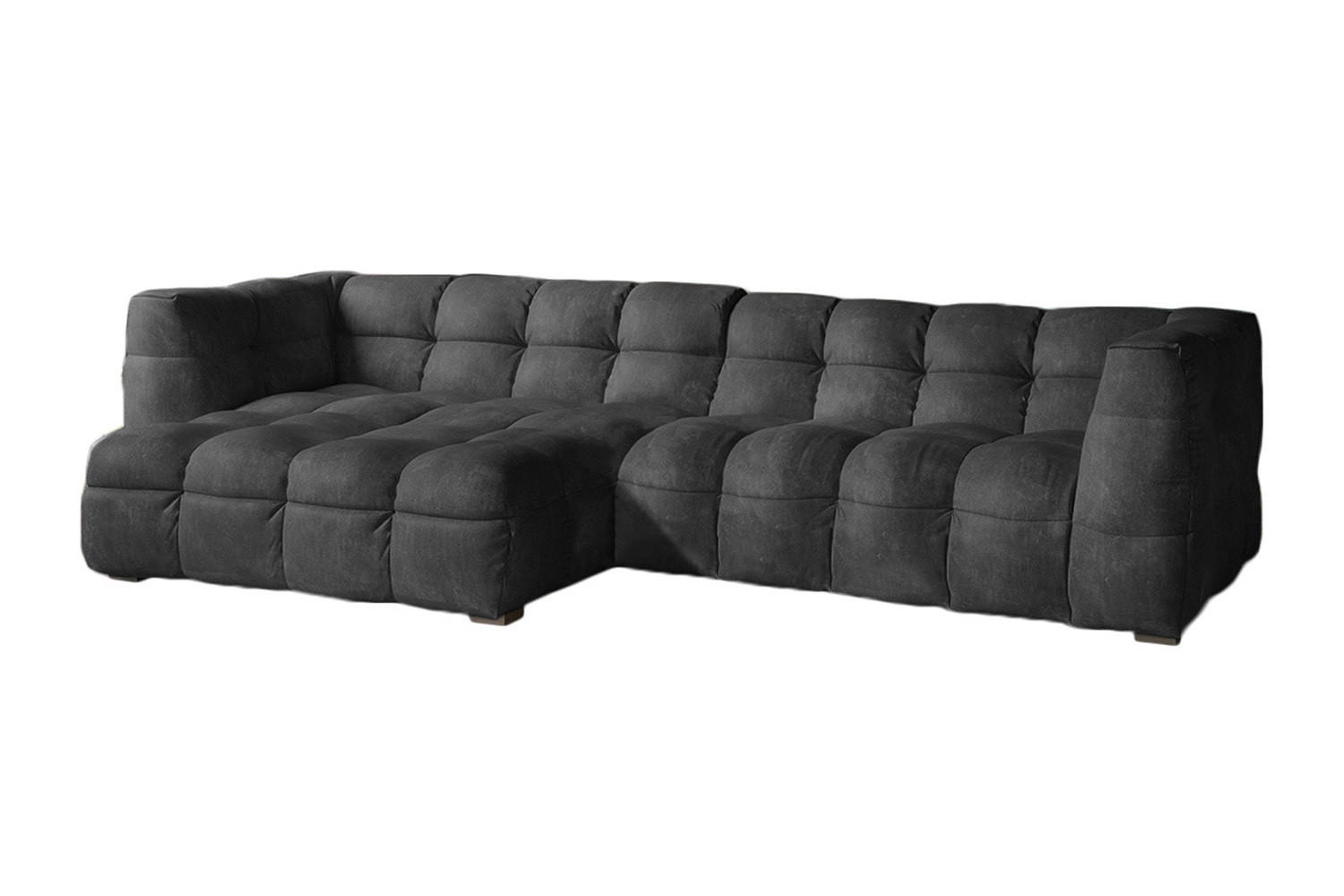 ECKSOFA RIO Anthrazit Velvet - Anthrazit/Schwarz, Textil (319/170cm) - KAWOLA