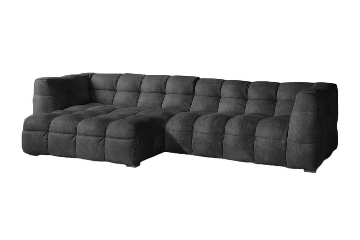 ECKSOFA RIO Anthrazit Velvet - Anthrazit/Schwarz, Textil (319/170cm) - KAWOLA