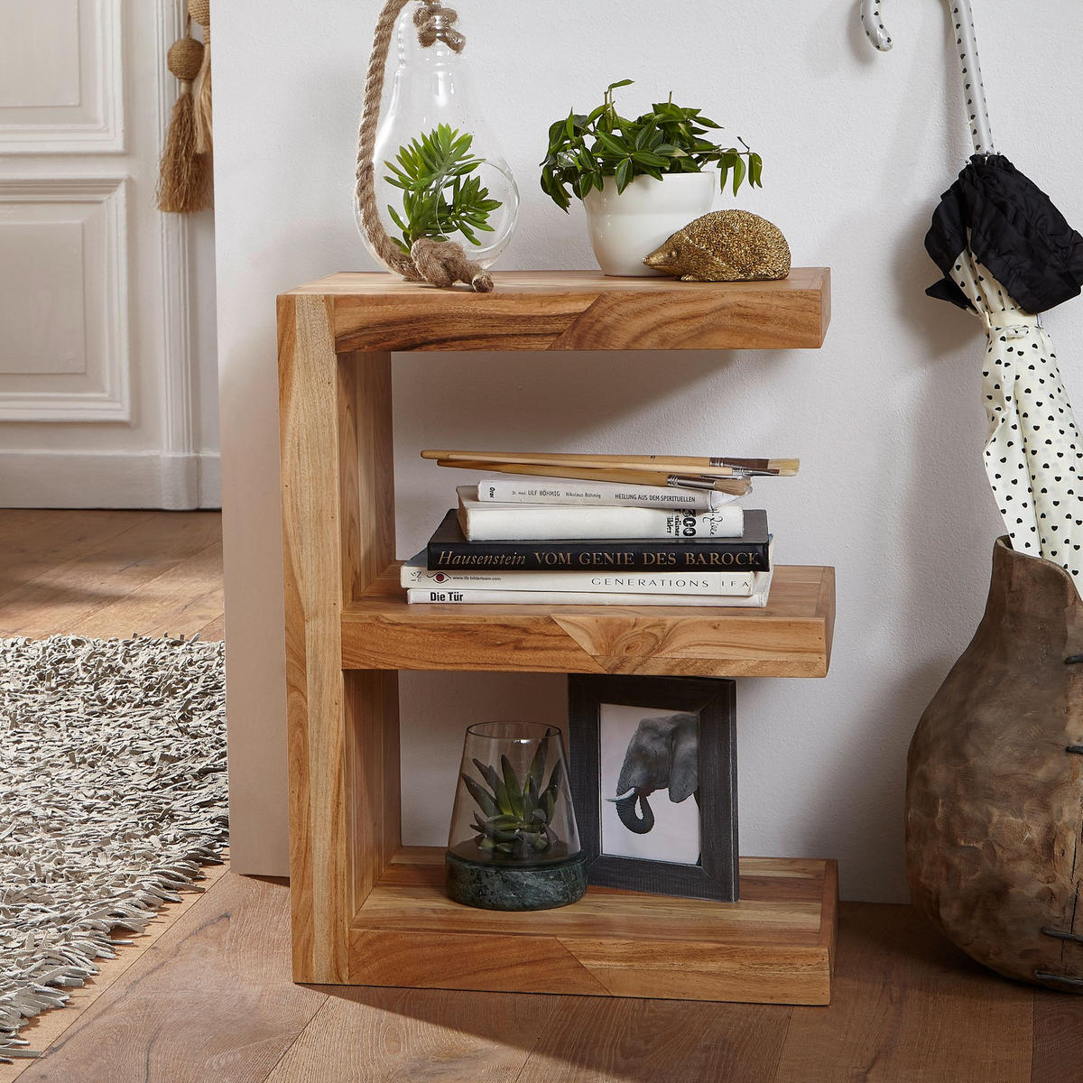 BEISTELLTISCH Massivholz E-Konstruktion Cubeform Handgefertigt NAKO, Beige 45x30x60 cm - Beige, Holz (30/45/60cm) - KADIMA DESIGN