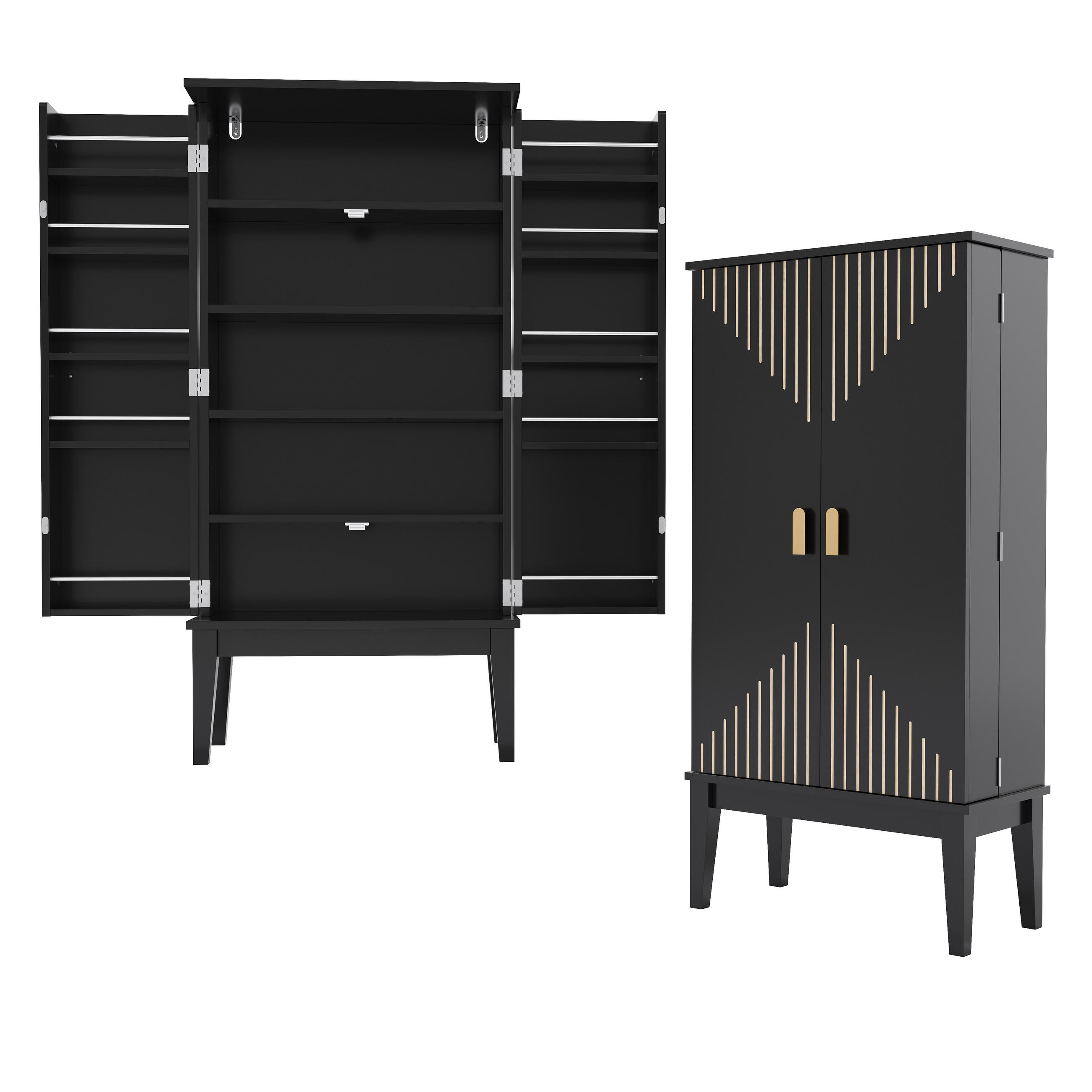 KÜCHENSCHRANK Schwarz mit Türablage im Vintage-Design aus MDF 120 × 59 × 30 cm - Schwarz, Holzwerkstoff (59/120/30cm) - Luhomfu