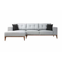 ECKSOFA mit losen Rückenkissen - Walnussfarben/Hellgrau, Holz/Textil (288/160cm) - myHomelando