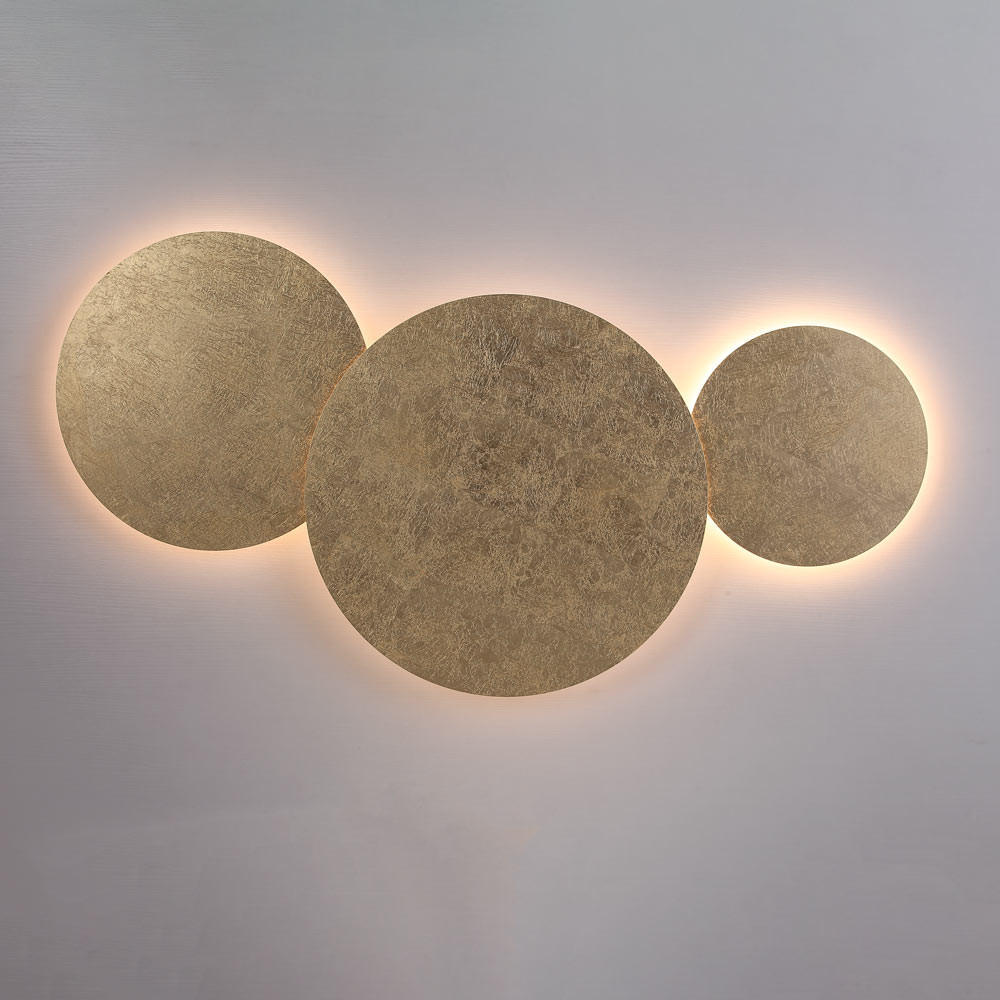 s.luce Led-Wandlampe Gold 120x4.4x120 cm