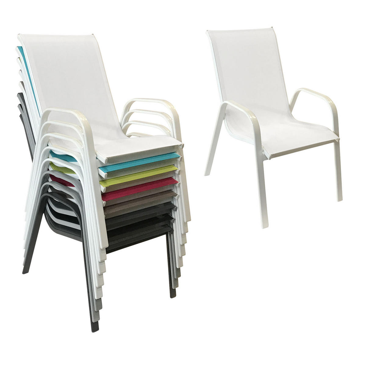 GARTENSTÜHLE Marbella Weiß und weiß 6er-Set - Weiß, Kunststoff (56.5/92.5/76cm) - Happy Garden