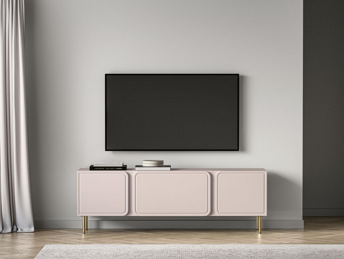 TV-LOWBOARD Loppa Kaschmirbeige 160 cm - Beige/Goldfarben, Holzwerkstoff (160/53/40cm) - Selsey
