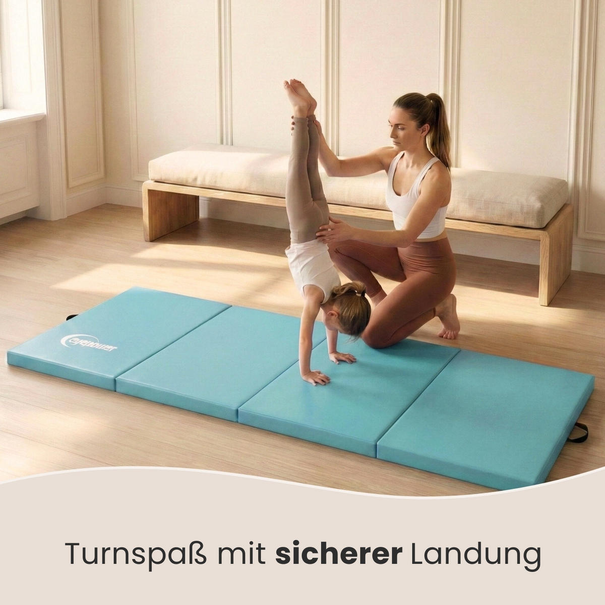 GYMNASTIKMATTE zum Wenden - 180/60/5 cm Faltbare Turnmatte - Mintgrün, Kunststoff (60/180cm) - eyepower