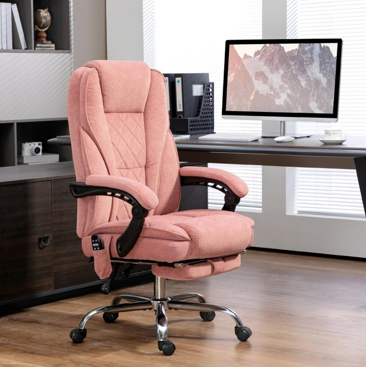 BÜROSTUHL mit Vibrationsmassage 67 x 72 x 111-119 cm Polyester Pink - Pink, Kunststoff (67/119/72cm) - Meubliv