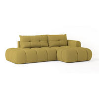 ECKSOFA FLUMA R-S Gelb Geflochtener Stoff mit Schlaffunktion - Gelb, Holz (274/165cm) - MASSENO