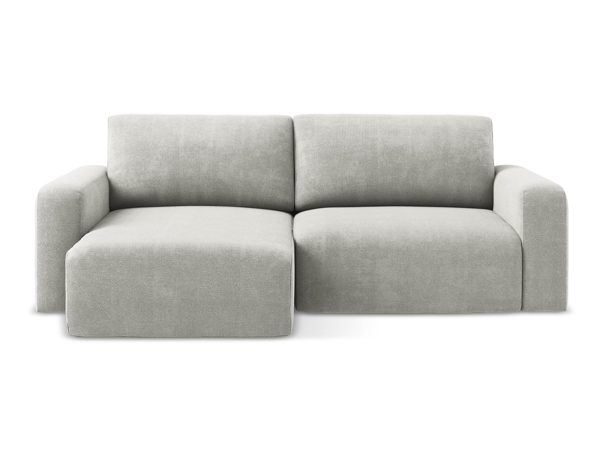 ECKSOFA mit Schlaffunktion links Chenille Stoff Grau - Hellgrau/Schwarz, Kunststoff/Textil (149/244cm) - Makamii
