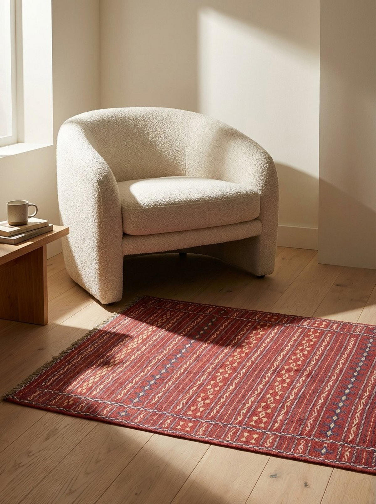 HANDWEBTEPPICH Kelim Kordi Rot 157/98 cm Schurwolle - Rot, Textil (98/157cm) - Looma