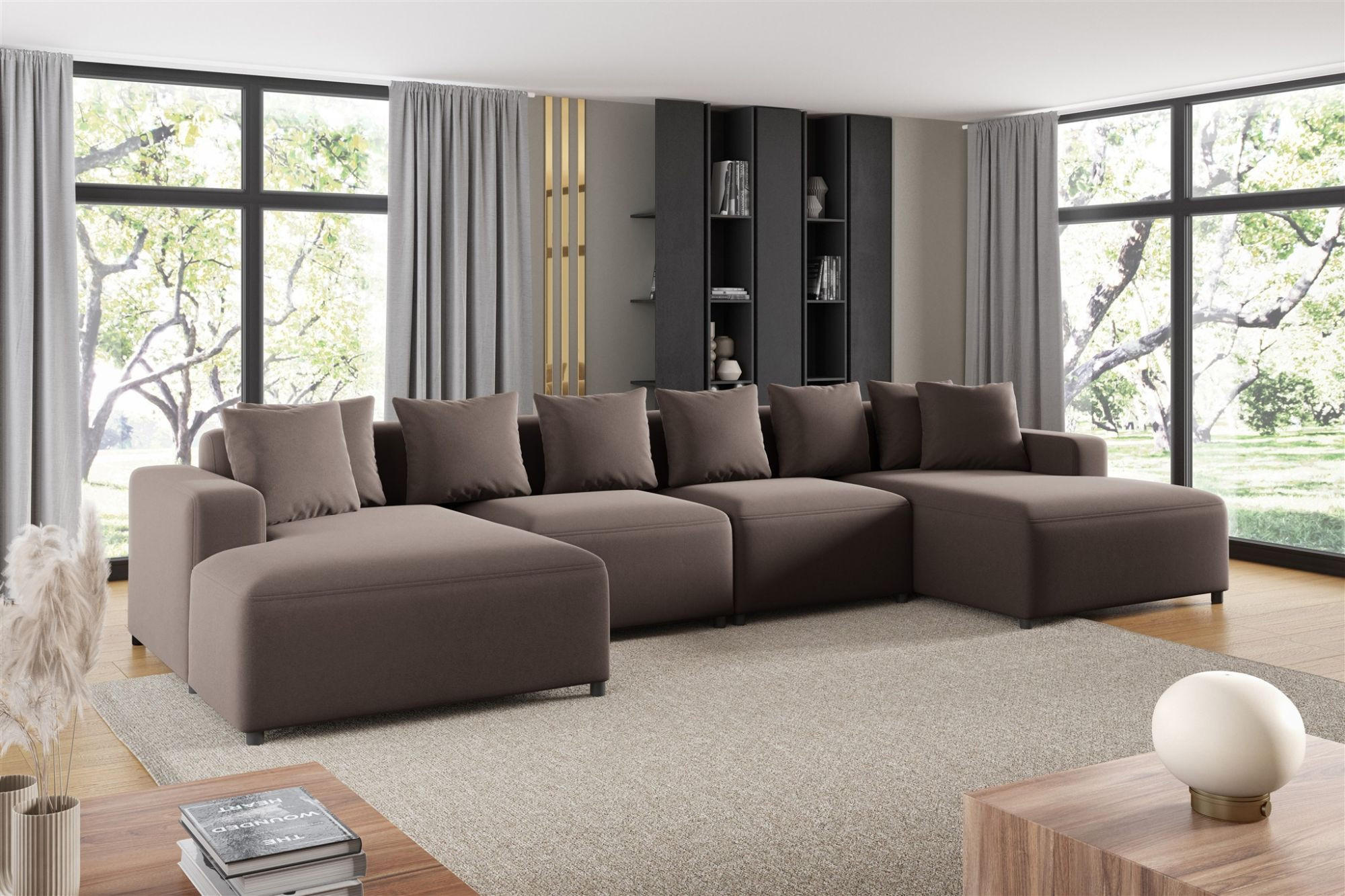 WOHNLANDSCHAFT Megan In Salvador - Braun, Holzwerkstoff/Textil (426/75/165cm) - Fun Möbel