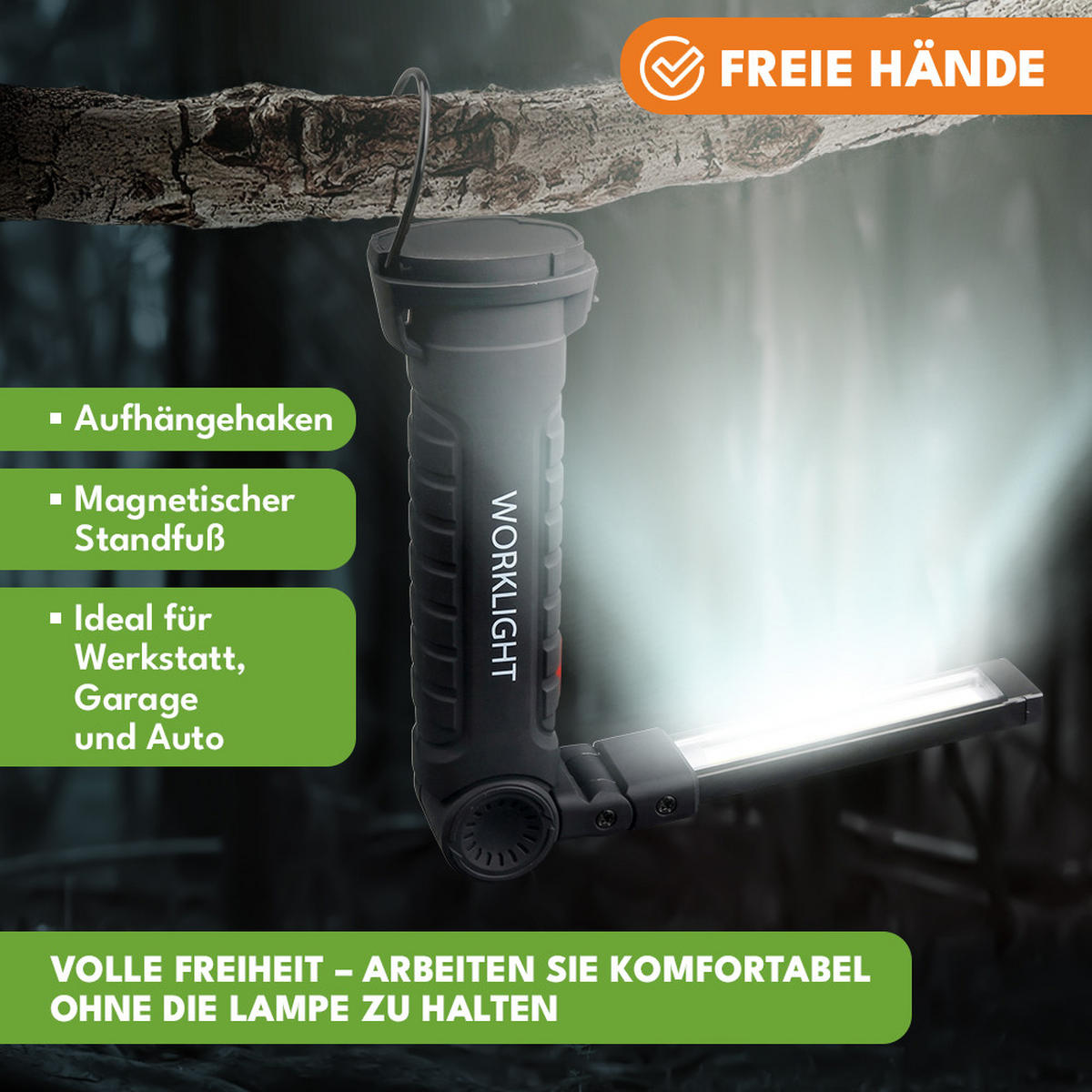 ARBEITSLAMPE, LED Werkstattlampe mit Magnetbasis und Akku - Schwarz, Kunststoff (2/19/19cm) - KRUMAD