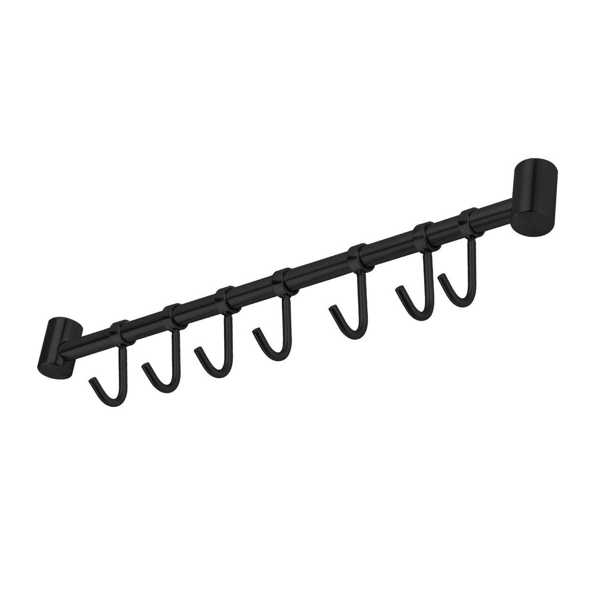 KÜCHEN HAKENLEISTE mit 7 Haken - Schwarz, Metall (3.4/2.2/39.6cm) - Intirilife
