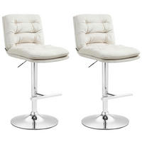 BARHOCKER 2er Set Samt creme - Chromfarben/Creme, Textil/Metall (42/94/56cm) - CLP