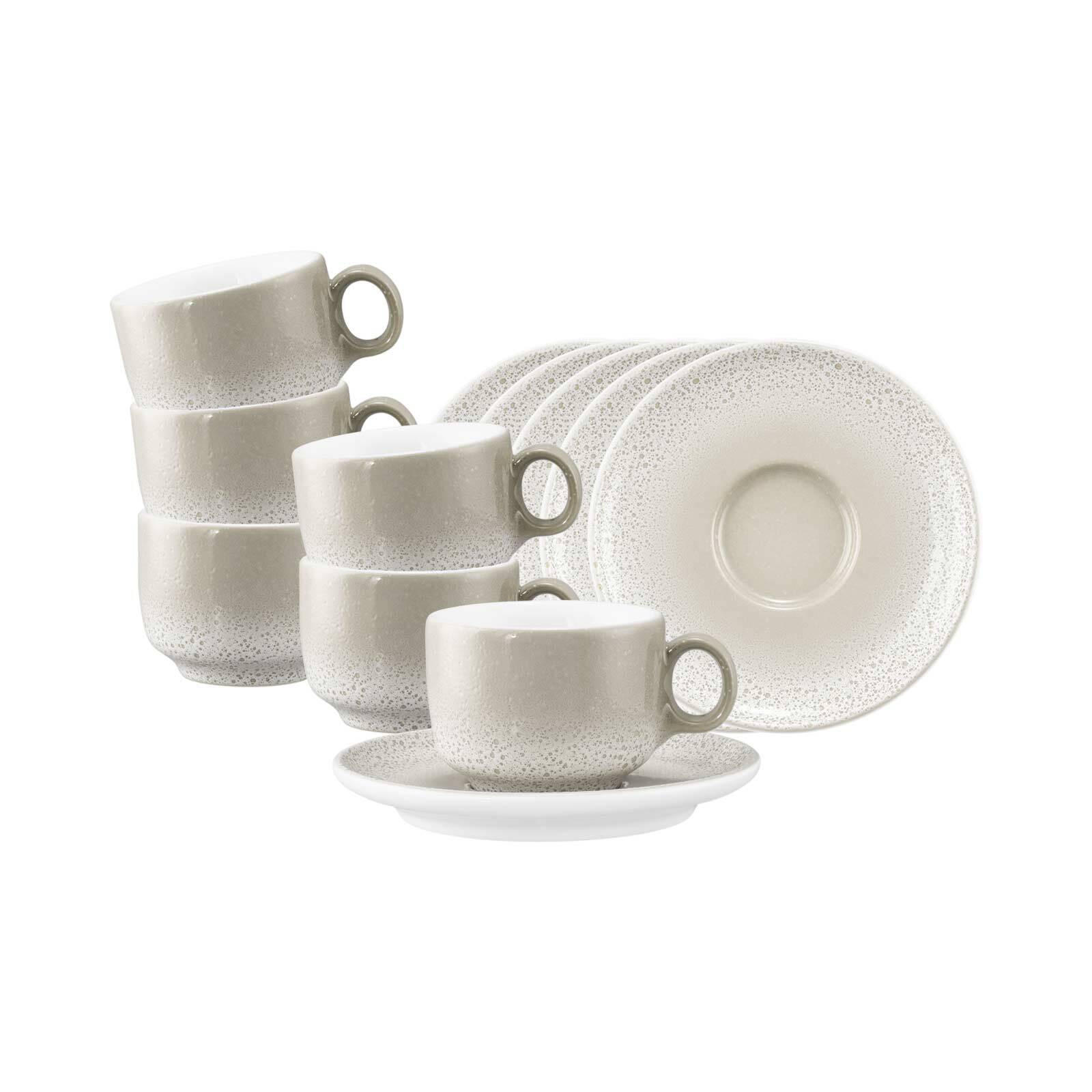 ESPRESSOTASSEN MIT UNTERTASSEN Sento Home Aura cream 80 ml 6er Set - Creme, Keramik (0.08L) - Seltmann Weiden