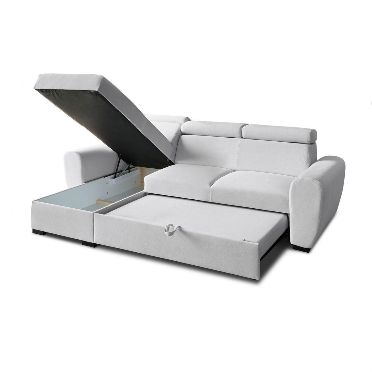 ECKSOFA FALCO mit Schlaffunktion Elli 81 - Grau, Textil (253/174cm) - Lookway