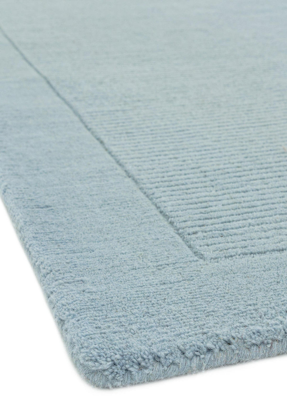 TEPPICH Schurwolle handgewebt mit Bordüre modern STOW, Hellblaugrün 200x290 cm - Hellblau, Textil (200/290cm) - KADIMA DESIGN