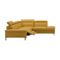 ECKSOFA Talisman Echtleder mit 1 x Relaxfunktion Senfgelb - Gelb, Leder/Metall (271/224cm)