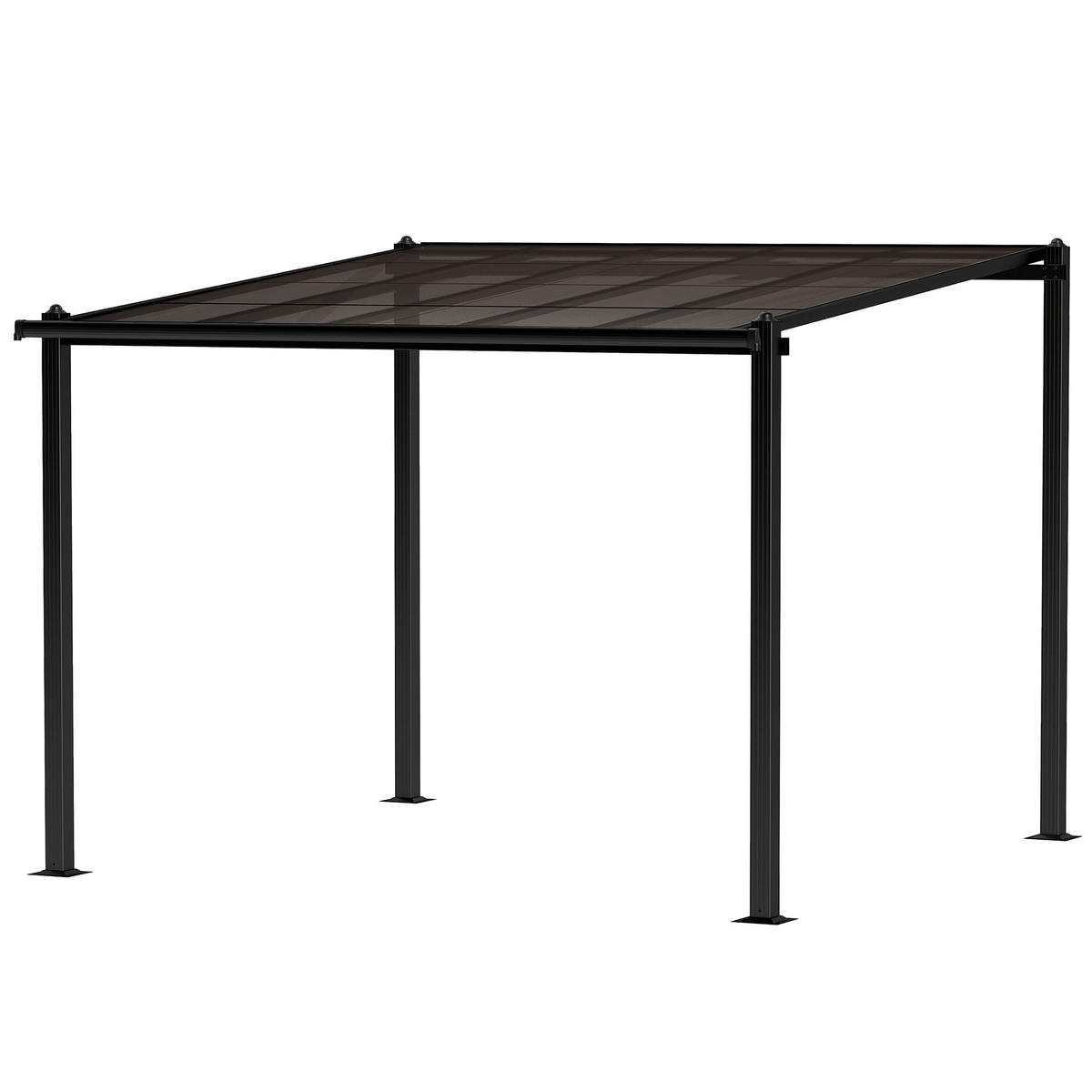 PERGOLA DE-12657 300/300 cm mit Polycarbonatdach und Drainage Grau - Dunkelgrau, Metall (295/230/292cm) - ComfortXL