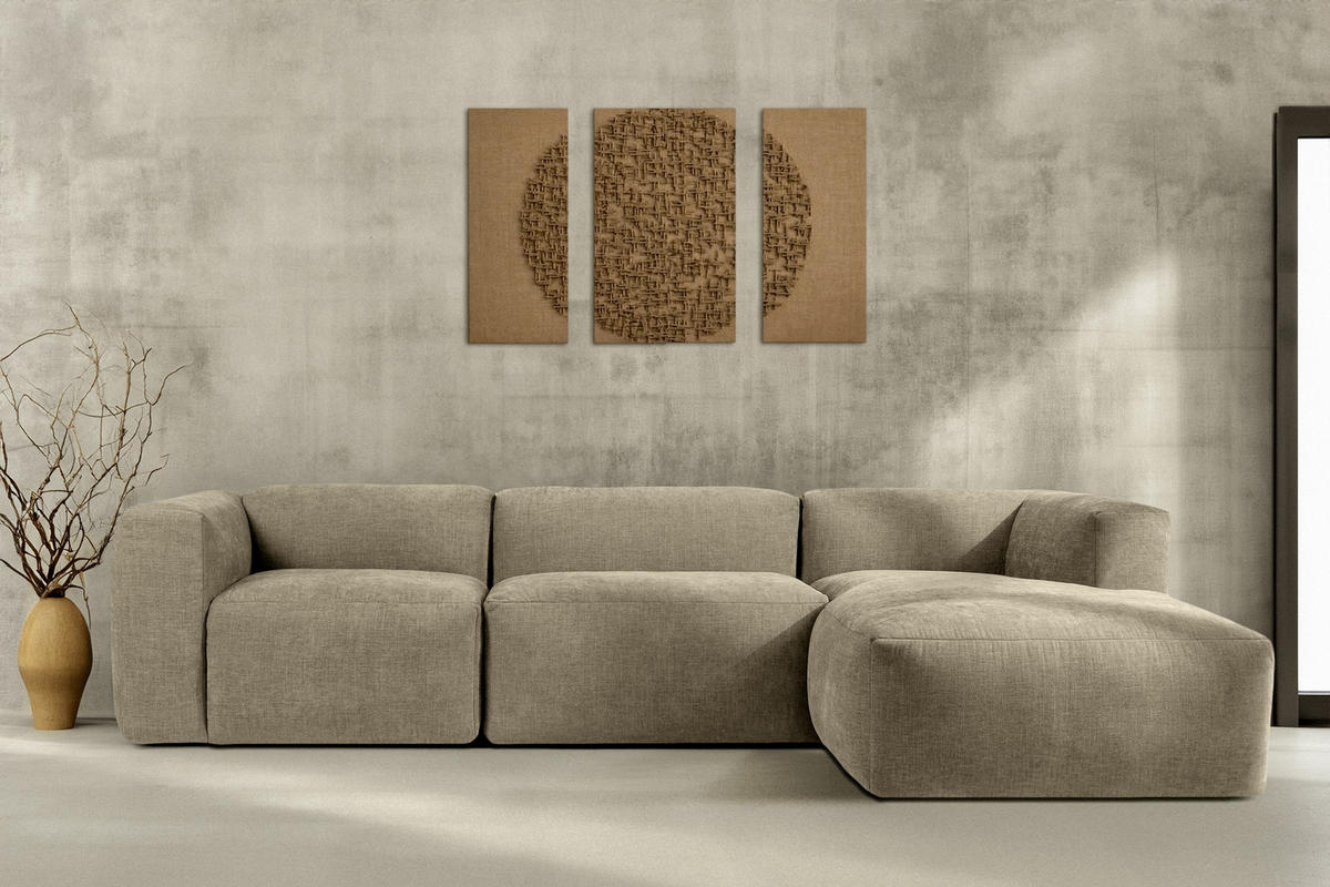 ECKMODULSOFA-RECHTS BUFFO mit extrem weicher und bequemer Sitzfläche, Gewebestoff, sandfarben - Sandfarben, Textil (297/180cm) - KONSIMO®