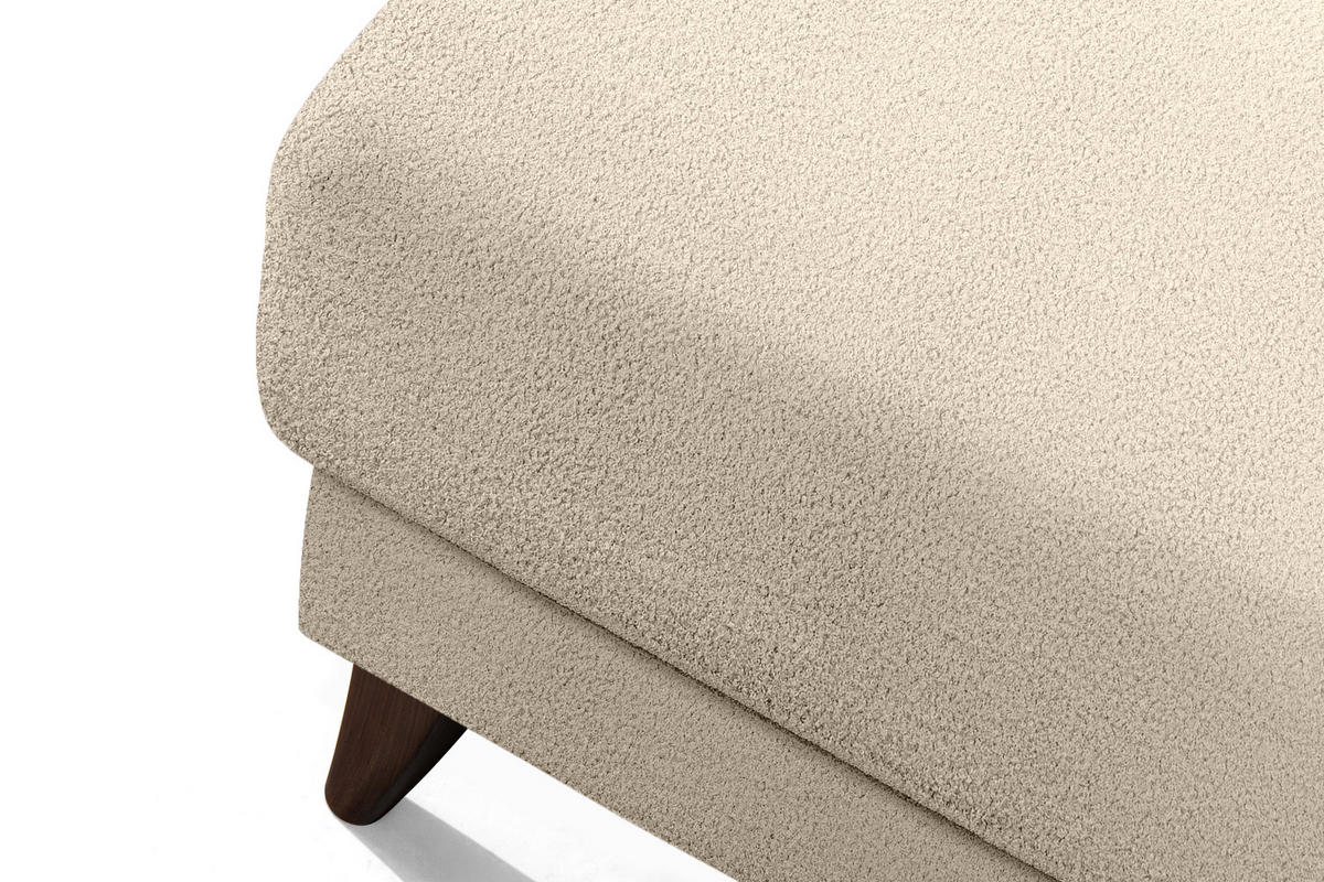 HOCKER GUSTAVO Fußstütze, Bouclé, Creme - Creme, Holz/Holzwerkstoff (53/49/53cm) - KONSIMO®