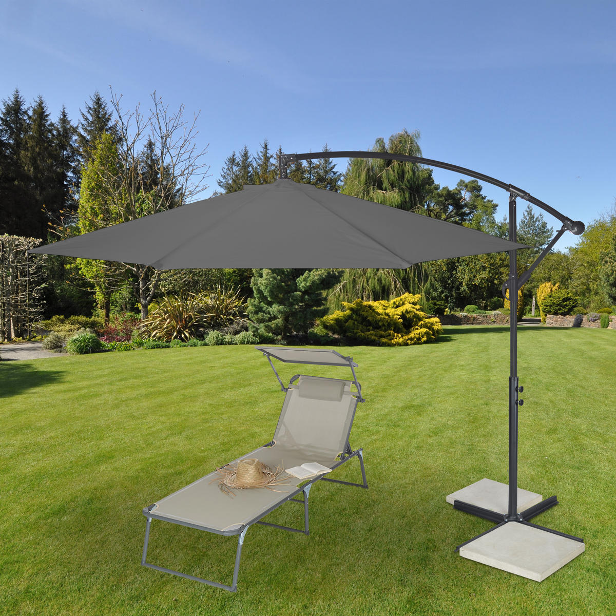 AMPELSCHIRM - Anthrazit, Kunststoff/Textil (300/350cm) - Relaxdays