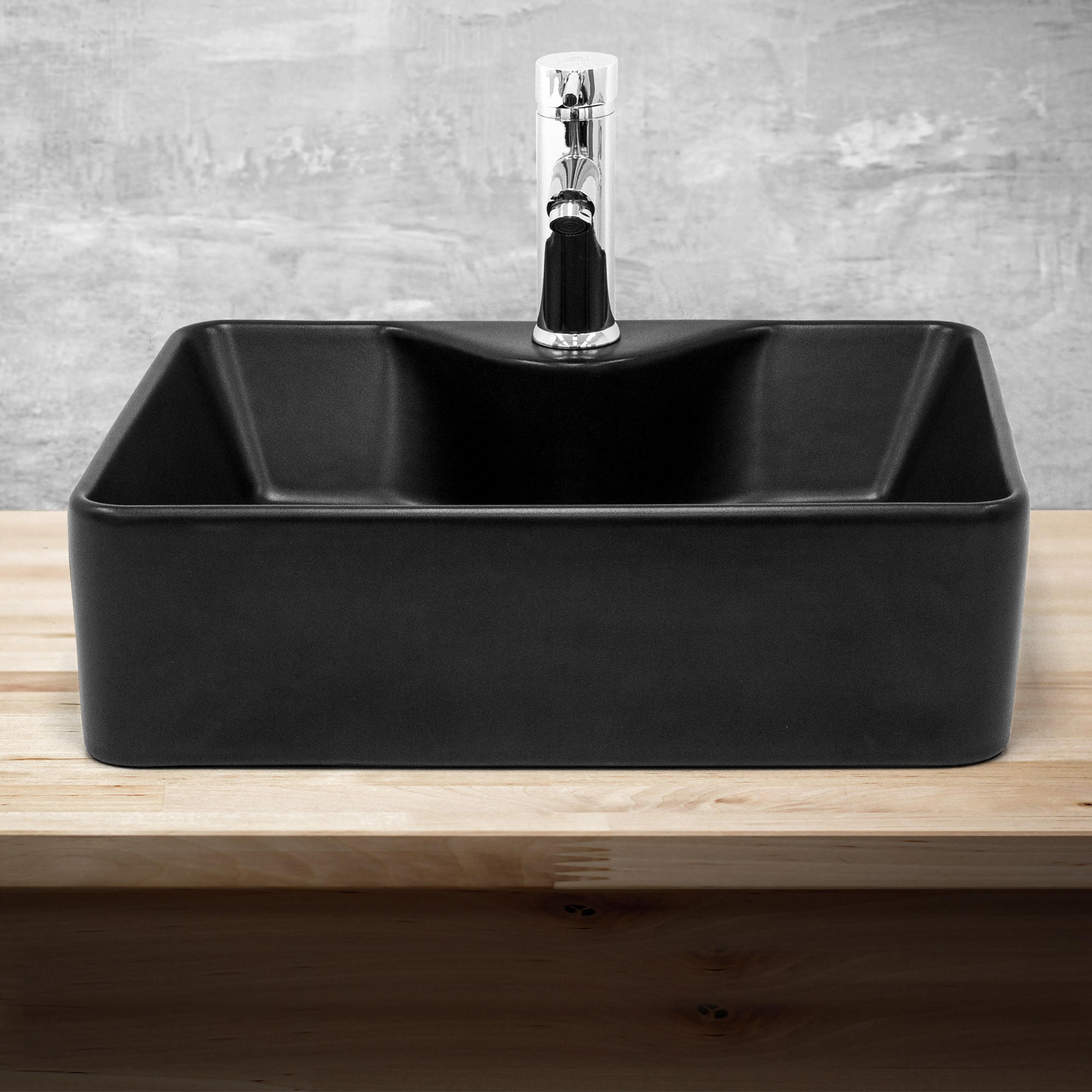 WASCHBECKEN - Schwarz, Keramik (36.5/14/49cm) - ML-DESIGN