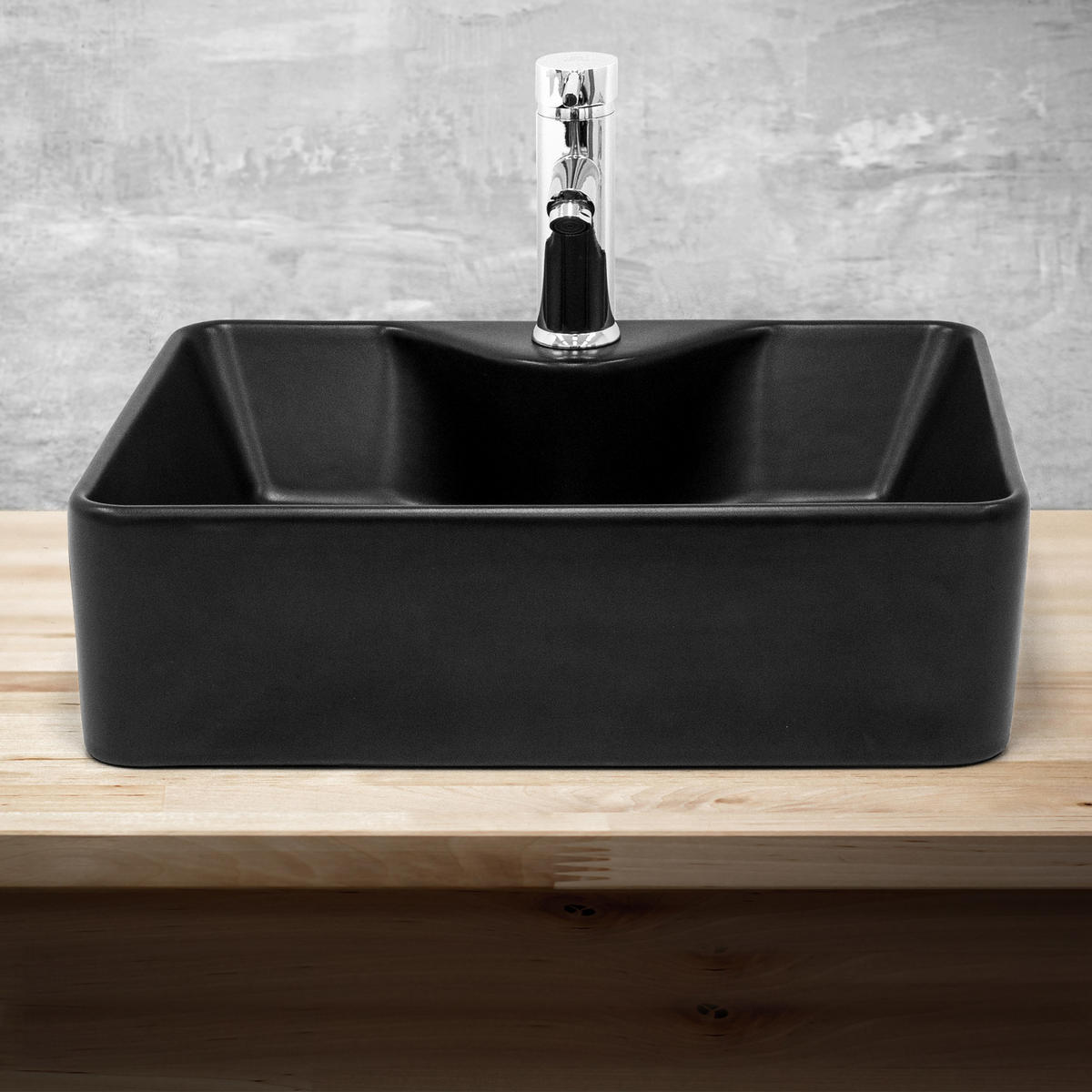 WASCHBECKEN - Schwarz, Keramik (36.5/14/49cm) - ML-DESIGN