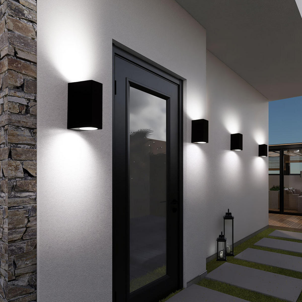 LED AUSSEN-WANDLEUCHTE Aluminium Schwarz - Schwarz, Metall (6.8/15/9.2cm)
