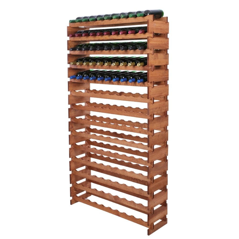 WEINREGAL VINOTECA FLEX PRO HxBxT 191x103x28cm 140 Flaschen auf 14 Ebenen Braun geölt - Braun, Holz (103/191/28cm) - PROREGAL