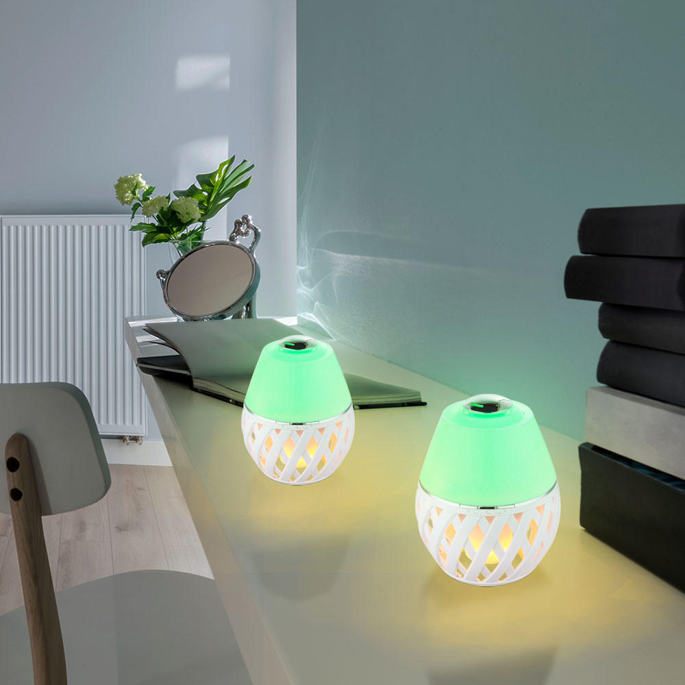 LED TISCHLEUCHTE STREAM Weiß opal 2er Set - Weiß, Metall (14.8/14.8/20cm) - Globo Lighting